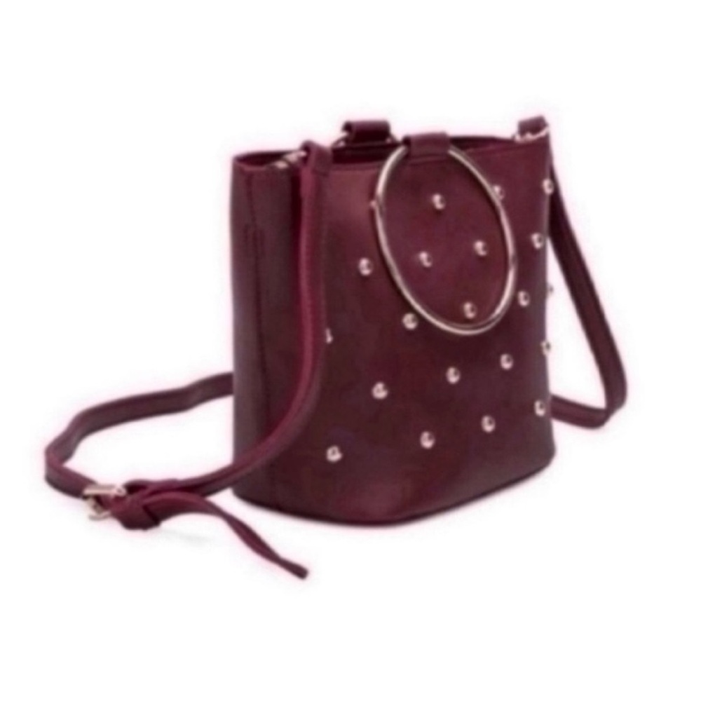 “Mackenzie” Vegan Studded Crossbody Bag Red Gold